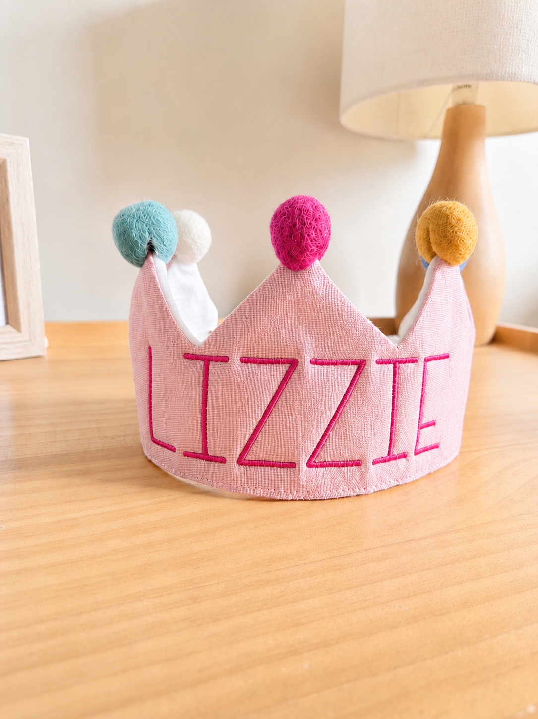 Personalised Fabric Birthday Crown - Pink
