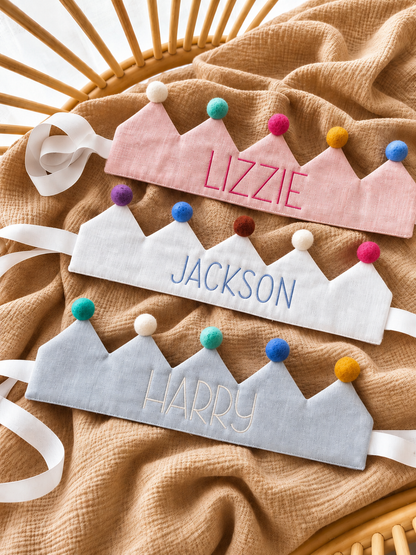 Personalised Fabric Birthday Crown - Pink
