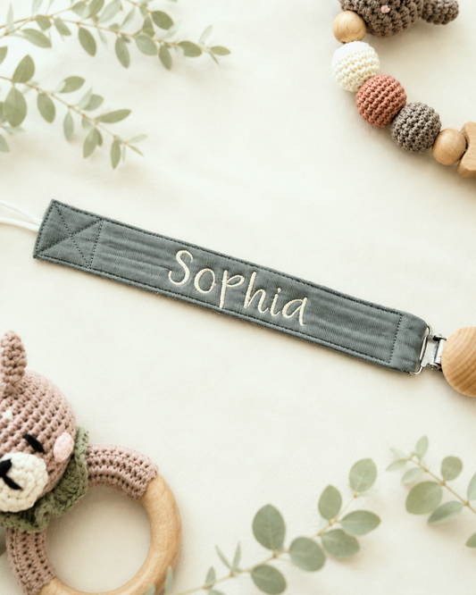 Cotton Pacifier Clip - Sage Green