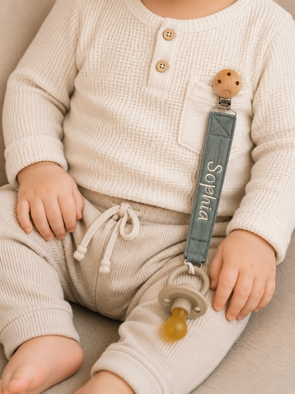 Cotton Pacifier Clip - Sage Green