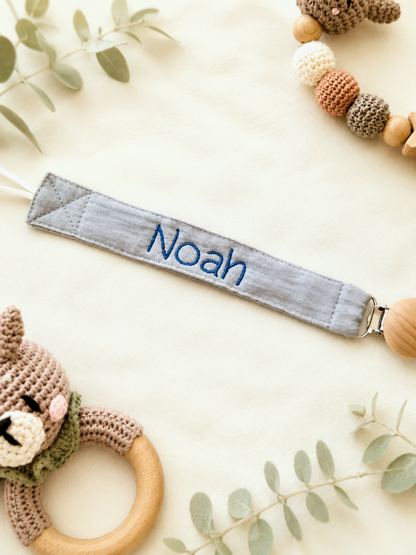 Cotton Pacifier Clip - Blue