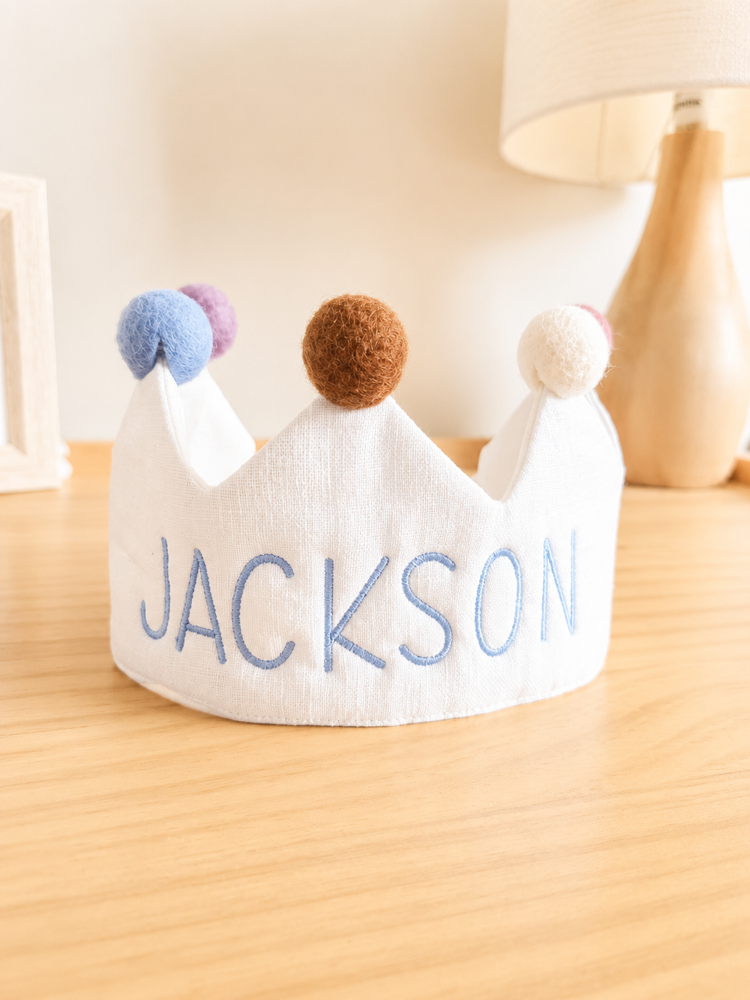 Personalised Fabric Birthday Crown - White