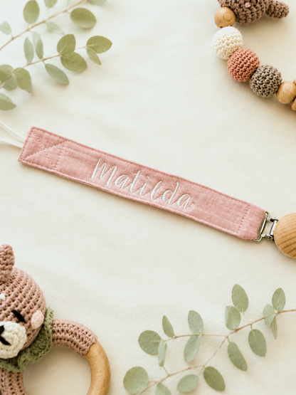 Cotton Pacifier Clip - Pink