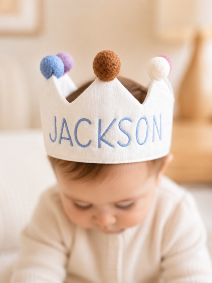 Personalised Fabric Birthday Crown - White